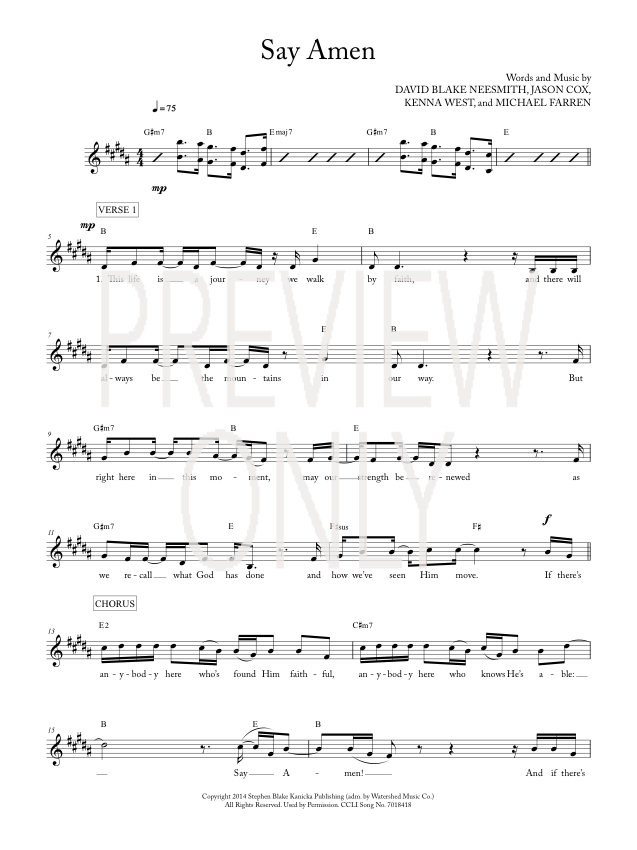 Lyrics To Let The Church Say Amen Say Amen Lead Sheet, Lyrics, & Chords | Finding Favour | WorshipHouse Media