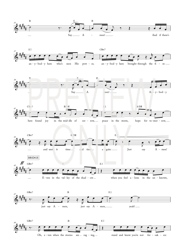 Say Amen Lead Sheet, Lyrics, &amp; Chords | Finding Favour | WorshipHouse Media