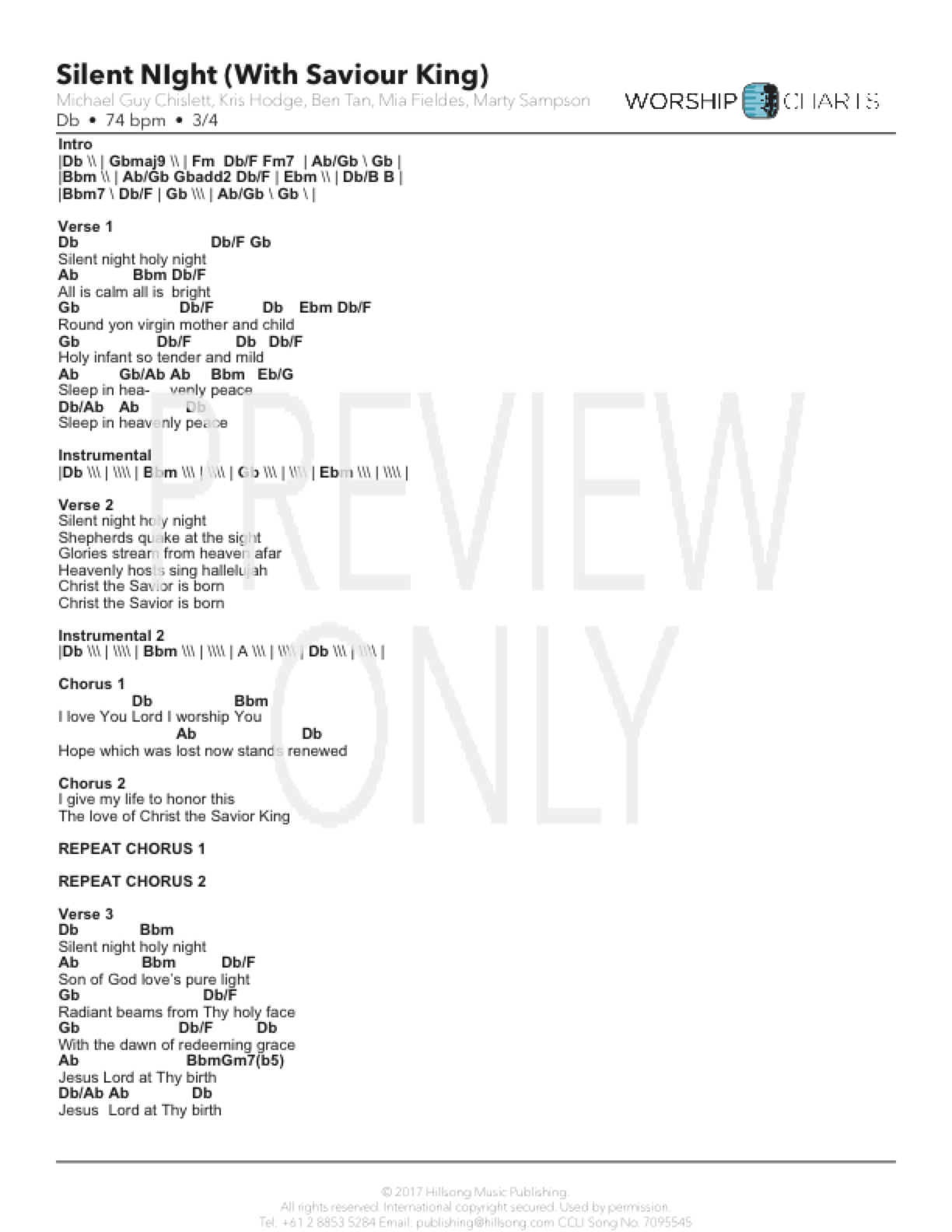 Silent Night With Saviour King Lead Sheet Lyrics Chords Hillsong Worship Worshiphouse Media