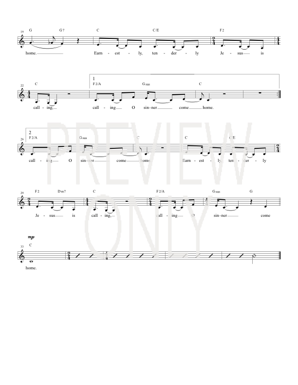 Softly And Tenderly Lead Sheet, Lyrics, &amp; Chords | Joey + Rory ...