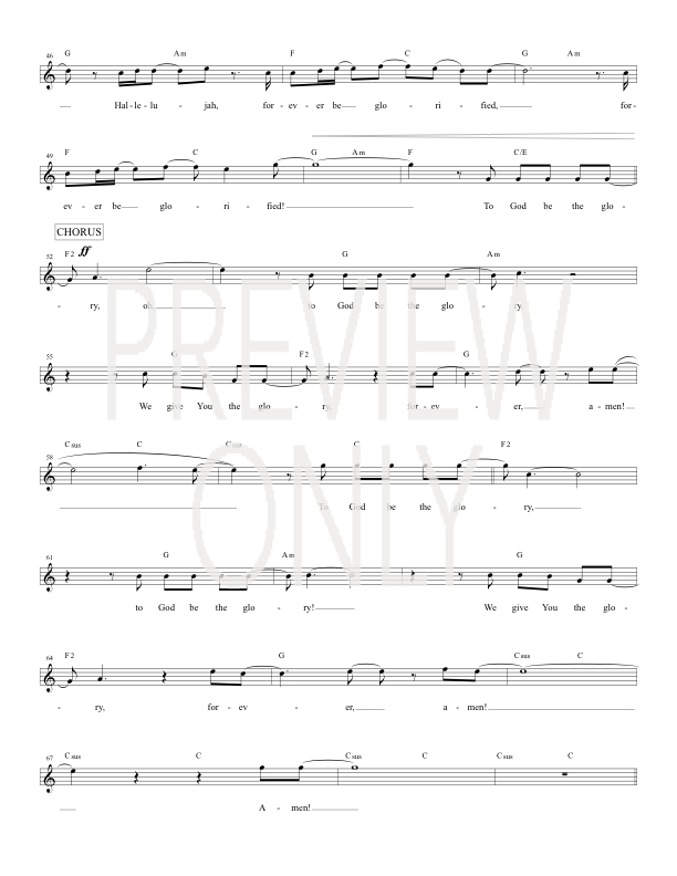 To God Be The Glory Lead Sheet, Lyrics, &amp; Chords | Worship Central ...