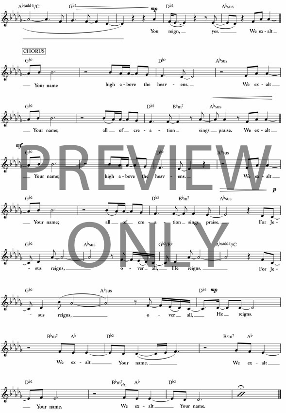 We Exalt Your Name Lead Sheet Lyrics Chords Kari Jobe - 