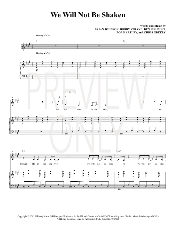 We Will Not Be Shaken Lead Sheet Lyrics Chords Bethel Music Worshiphouse Media