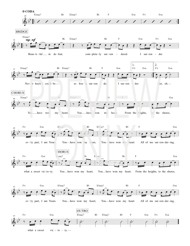 Won My Heart Lead Sheet, Lyrics,